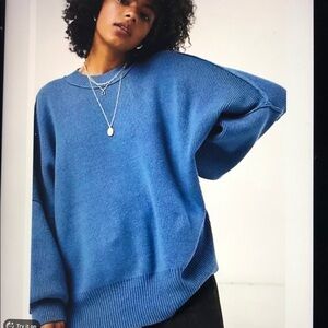Free People Easy Street Tunic Oversized Sweater XS-M Blue